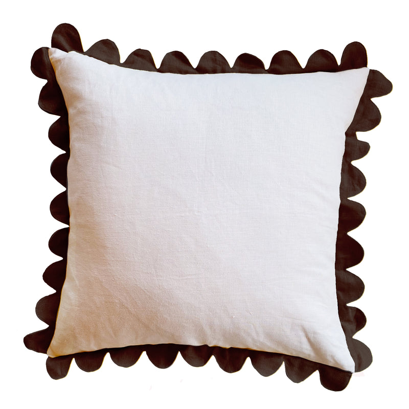 Soft Pink & Chocolate Scalloped Pillow