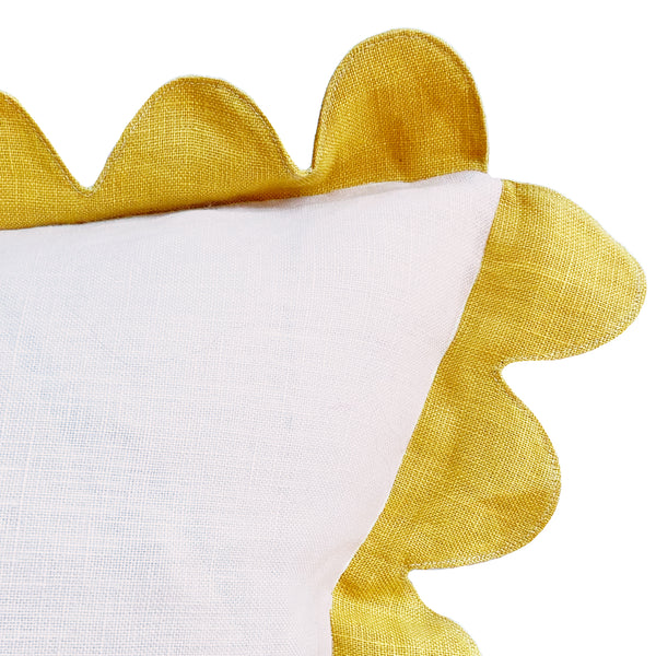 Scalloped Pillow - Soft Pink & Mustard