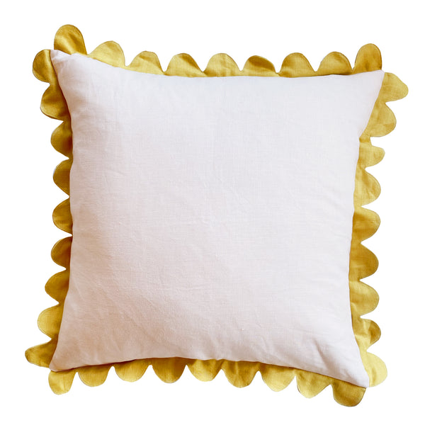 Soft Pink & Mustard Scalloped Pillow