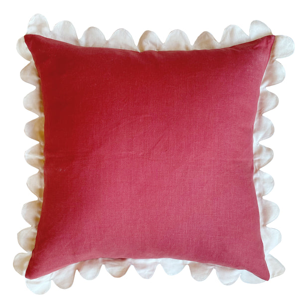 Red & Ivory Scalloped Pillow