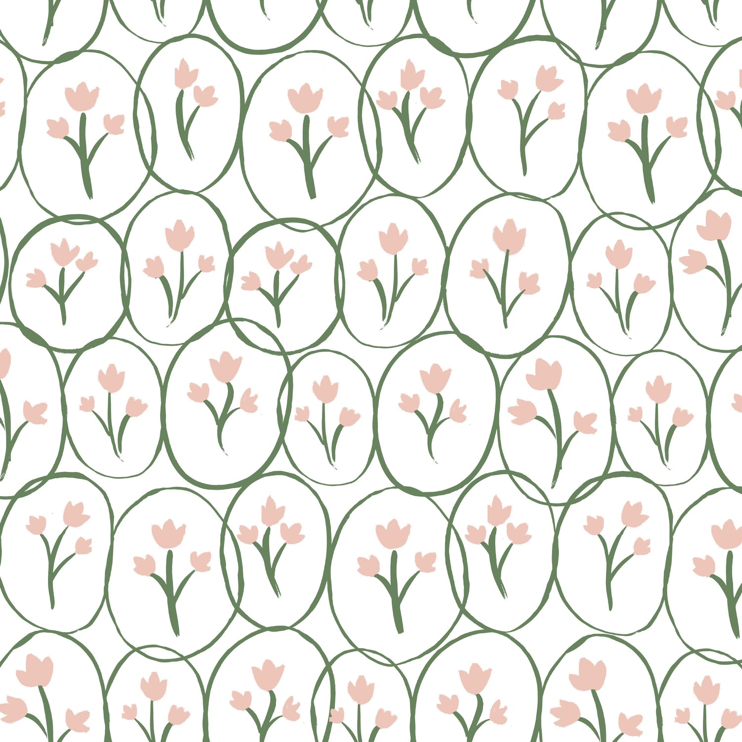 Tulip Circles Fabric - White/Soft Pink