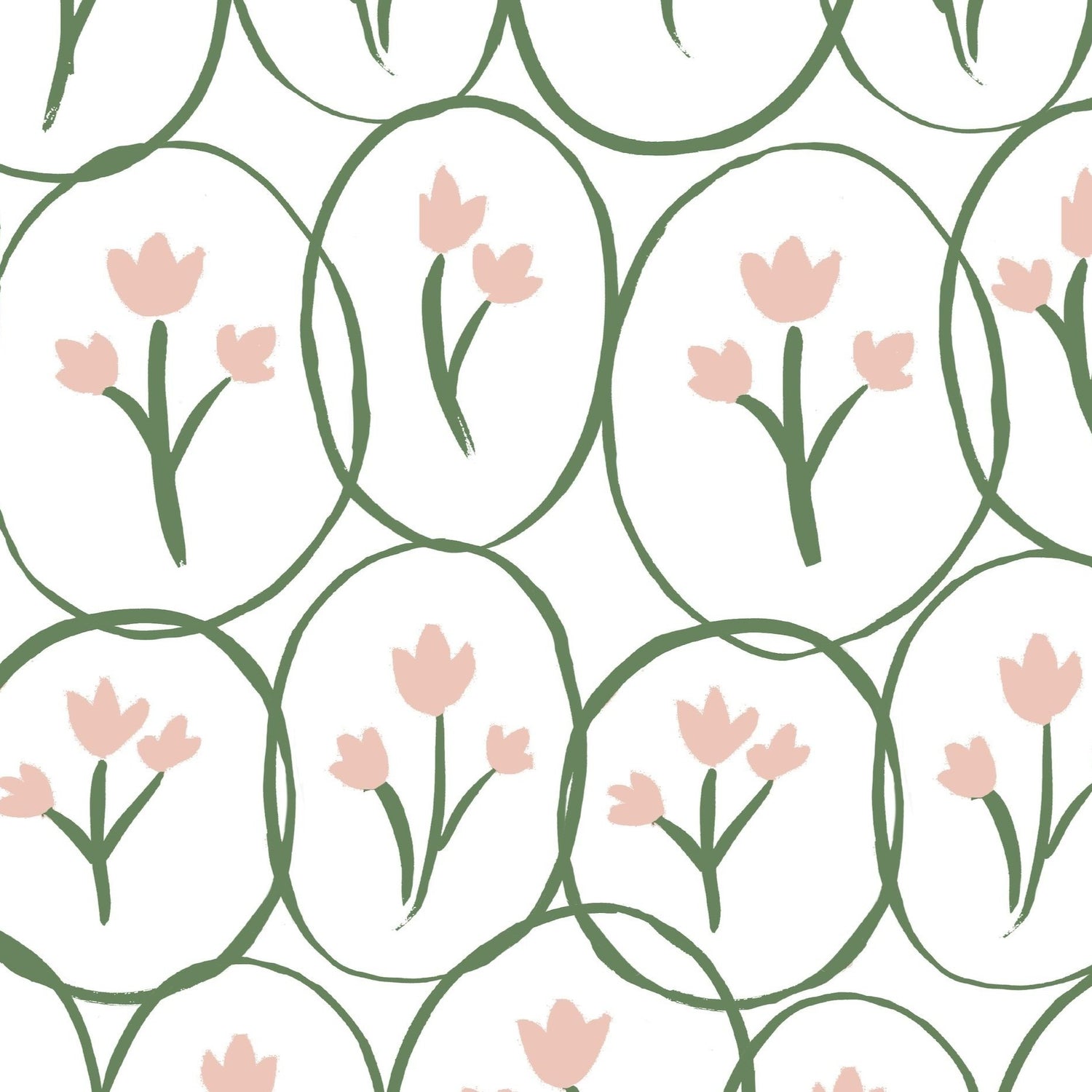 Tulip Circles Wallpaper - White/Soft Pink