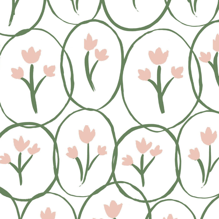 Tulip Circles Wallpaper - White/Soft Pink