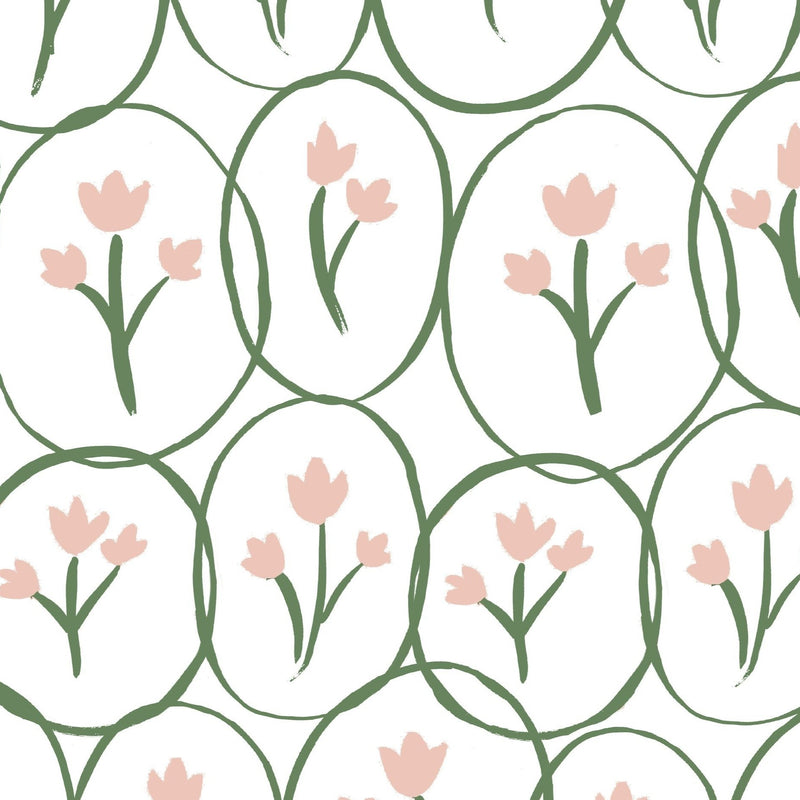 Tulip Circles - White/Soft Pink