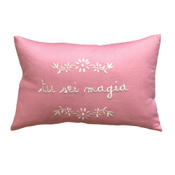 Tu Sei Magia Pillow - Pink/White