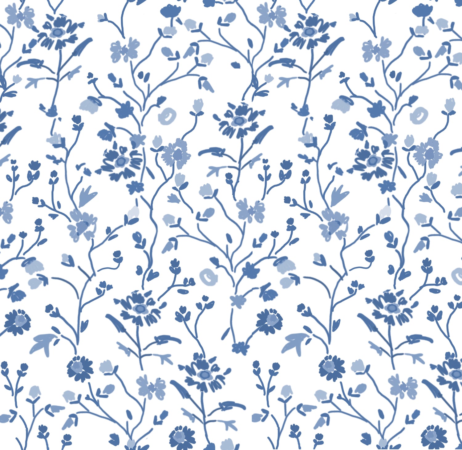 Winona Flowers Wallpaper - White/Blue
