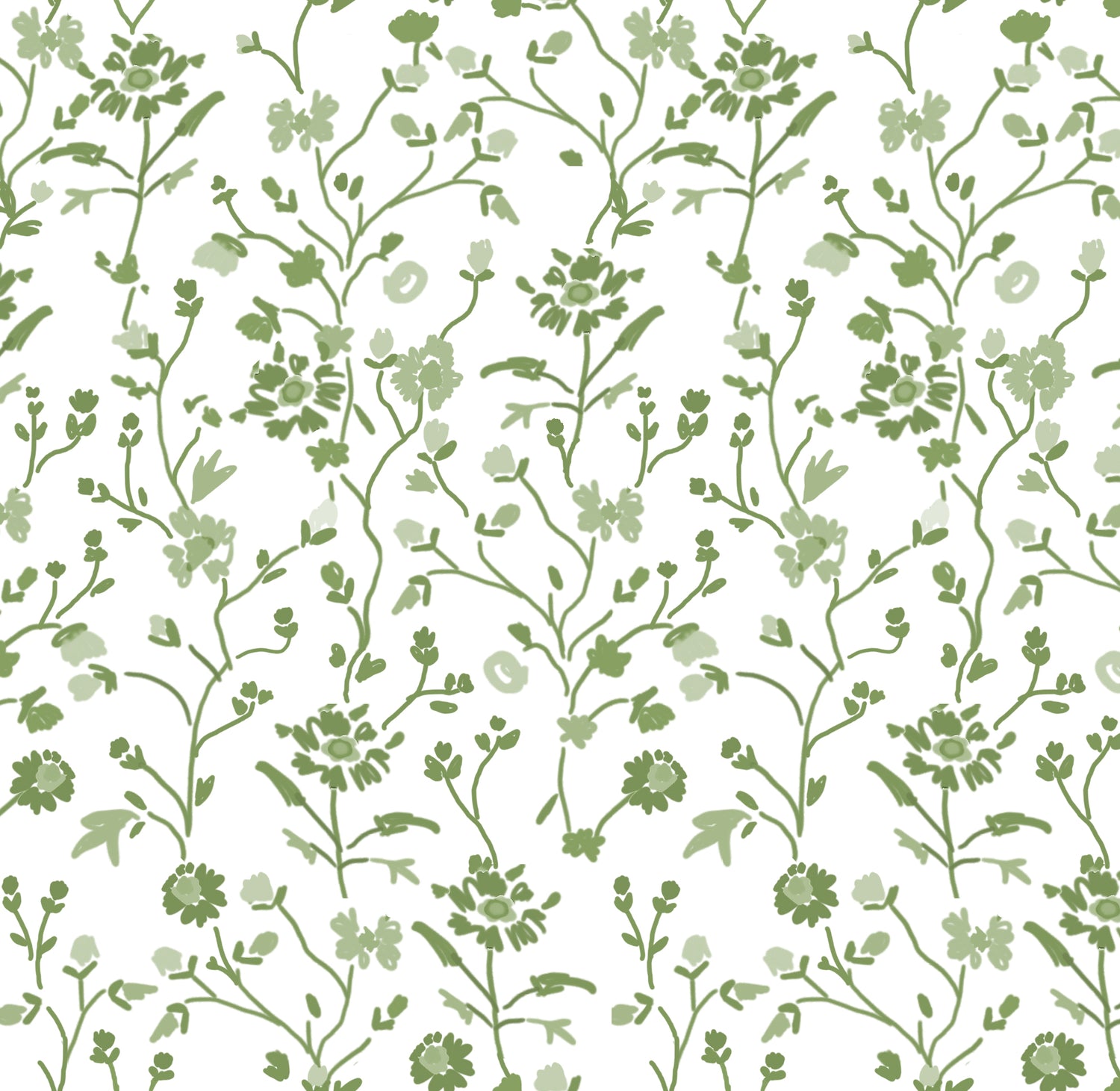 Winona Flowers Wallpaper - White/Green