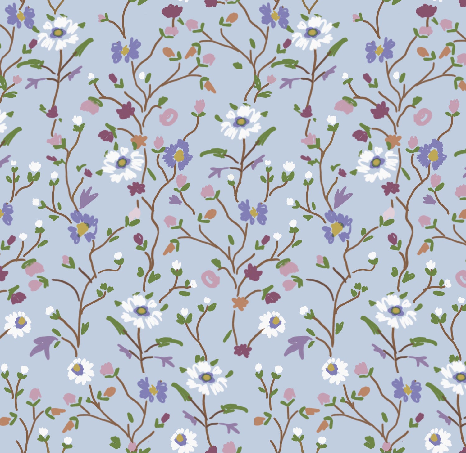 Winona Flowers Wallpaper- Periwinkle