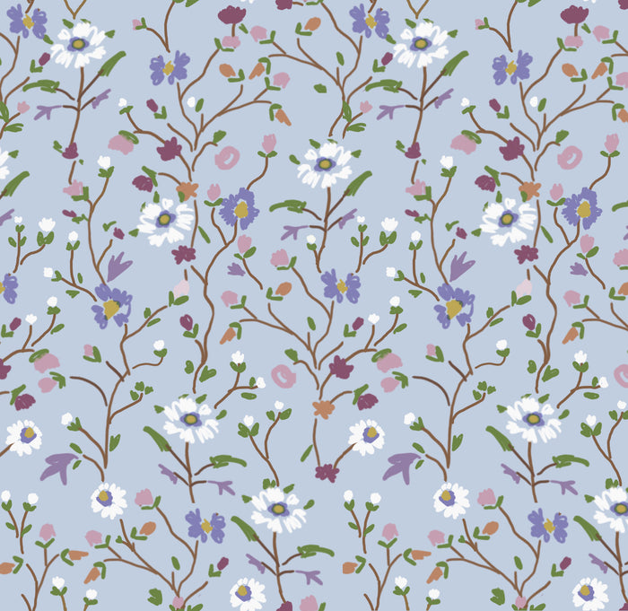 Winona Flowers Wallpaper- Periwinkle