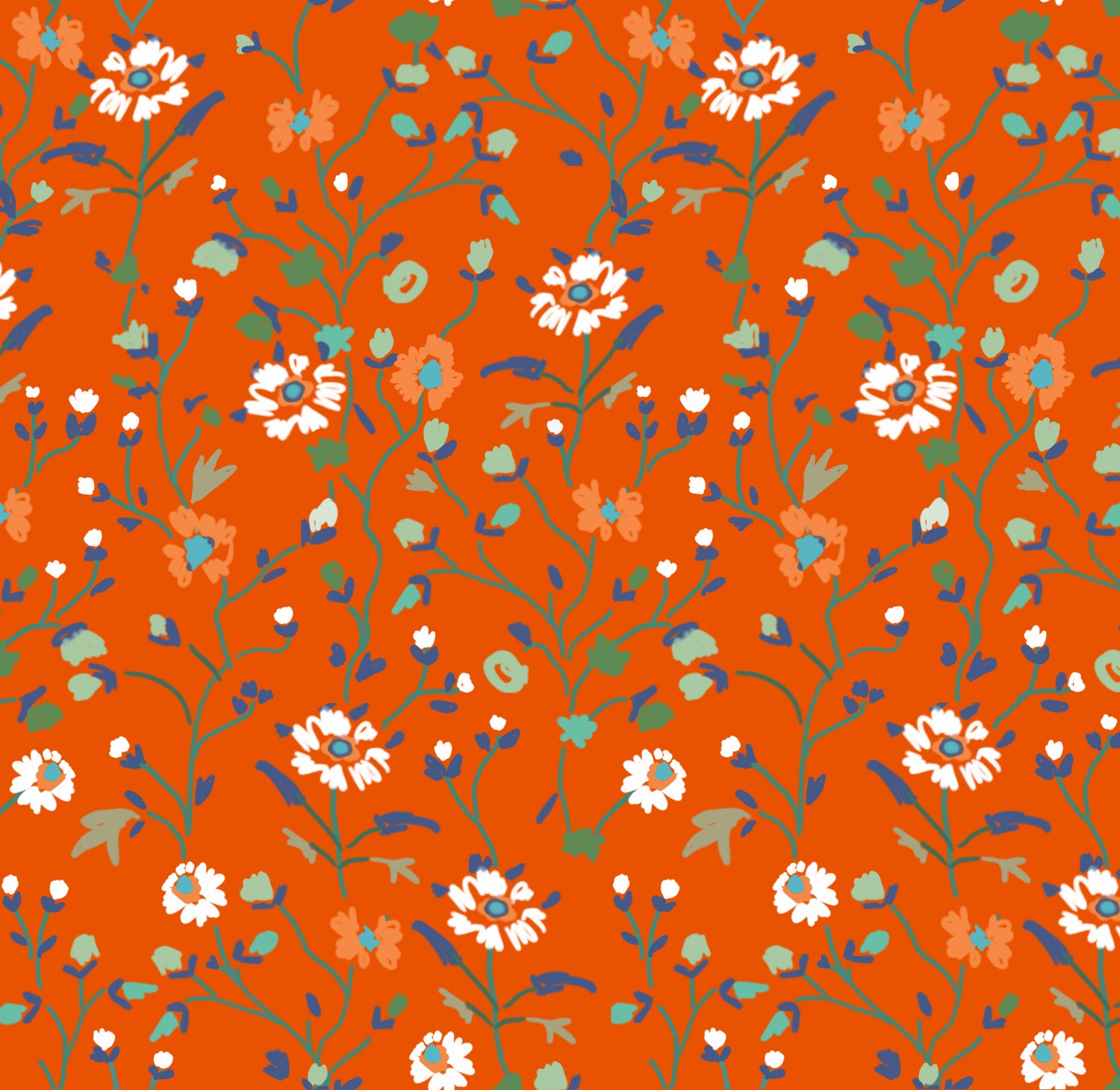 Winona Flowers Wallpaper - Persimmon