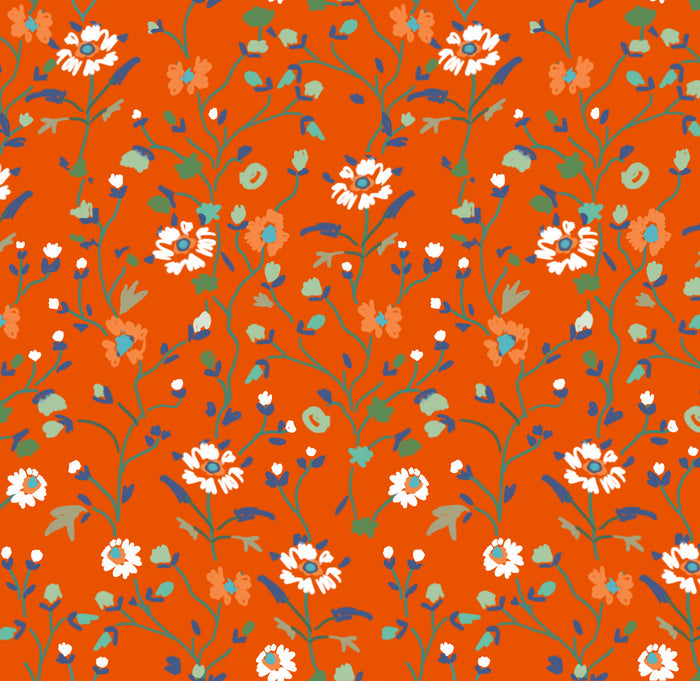 Winona Flowers Wallpaper - Persimmon