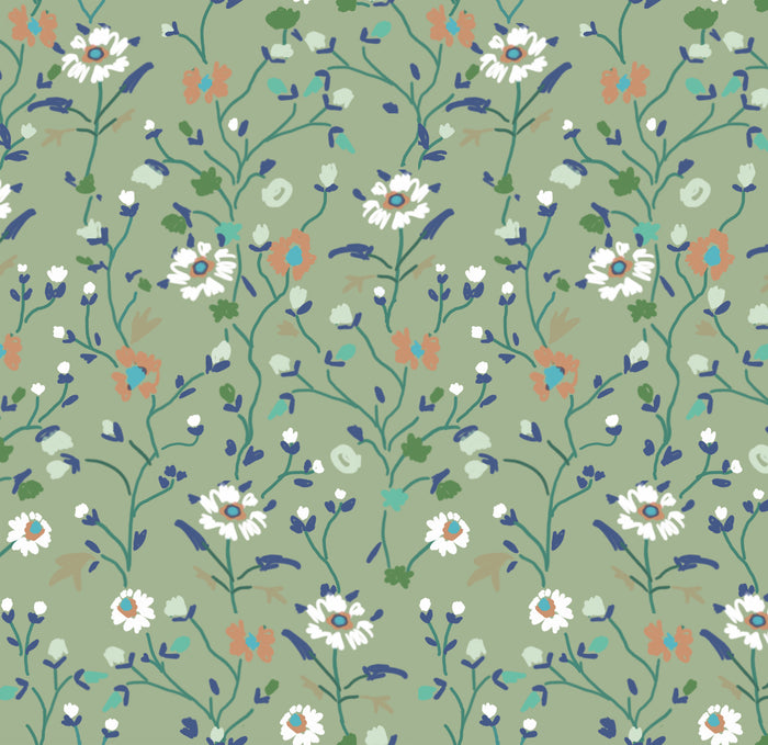 Winona Flowers Wallpaper - Sage