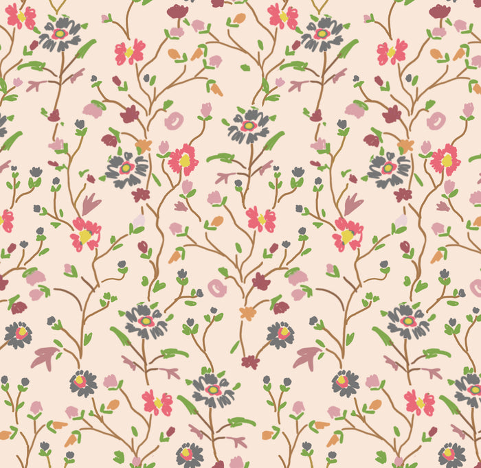 Winona Flowers Fabric - Soft Blush