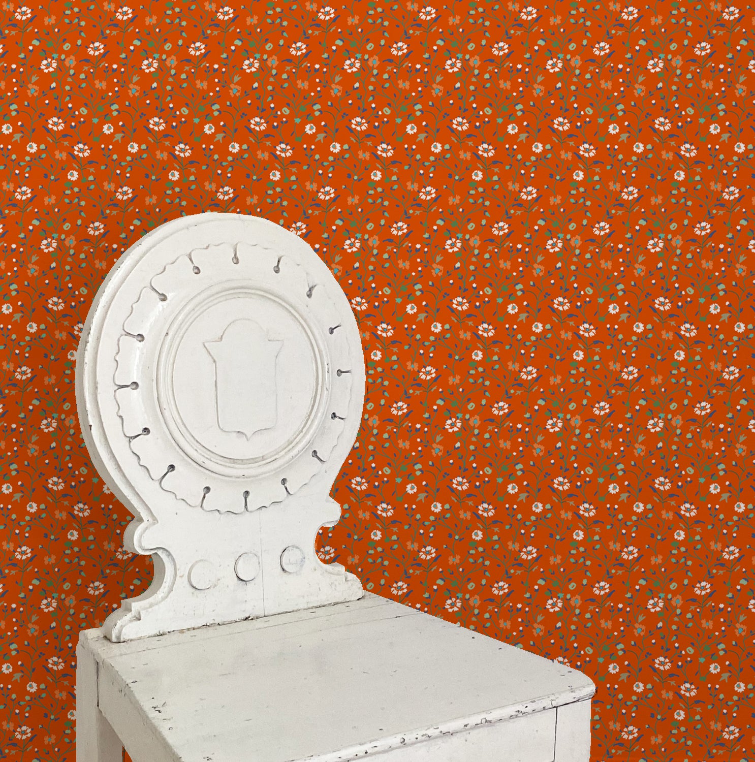 Winona Flowers Wallpaper - Persimmon