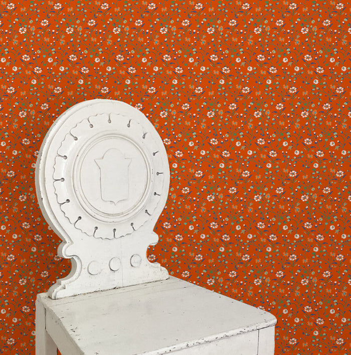 Winona Flowers Wallpaper - Persimmon