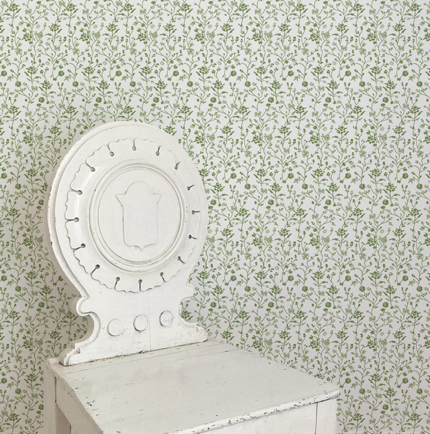 Winona Flowers Wallpaper - White/Green
