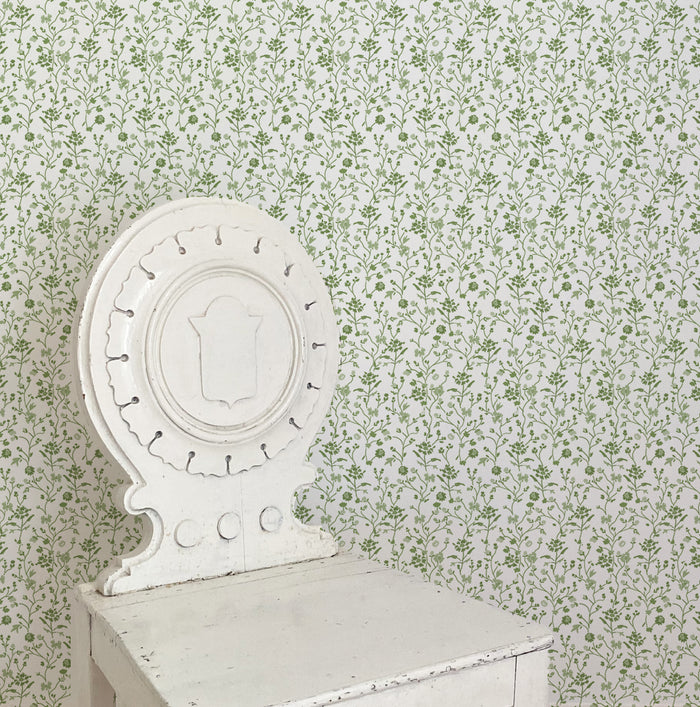 Winona Flowers Wallpaper - White/Green