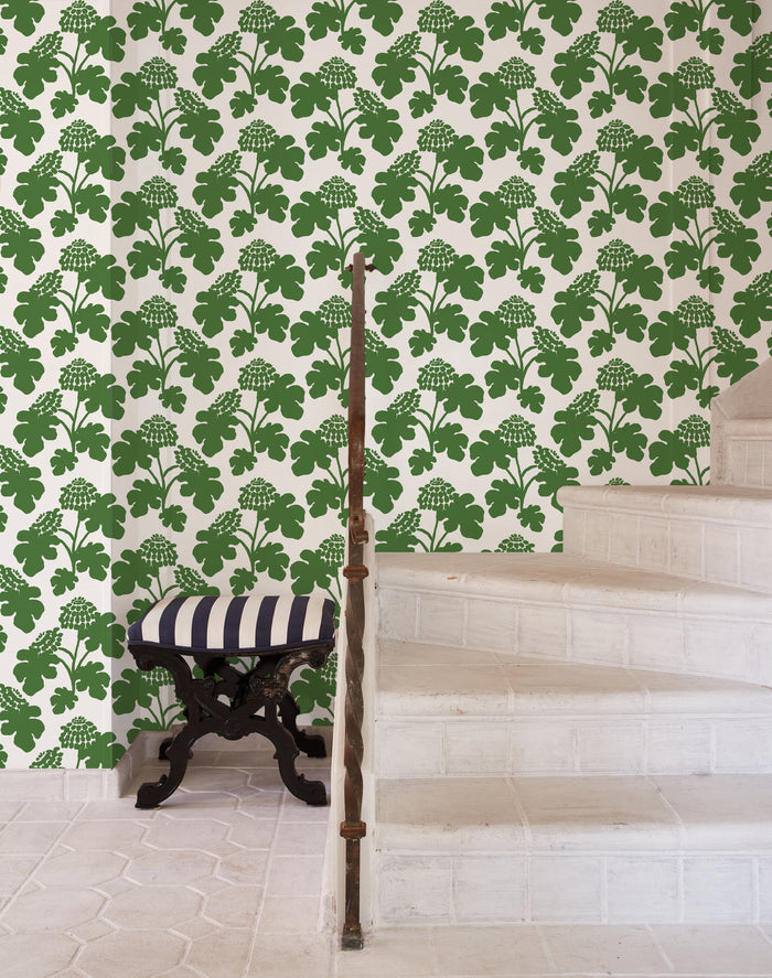 Casia Flowers Wallpaper- White/Grass