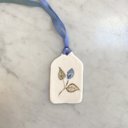 Porcelain Gift Tag Ornament - Blue Hydrangea