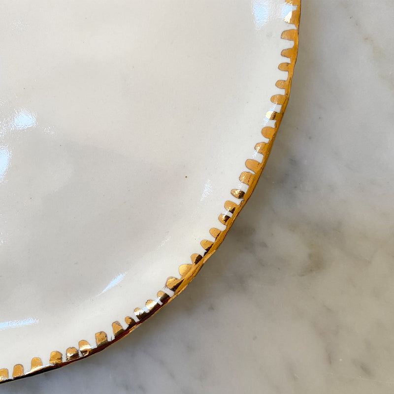 Gold Tipped Porcelain Cake Plate