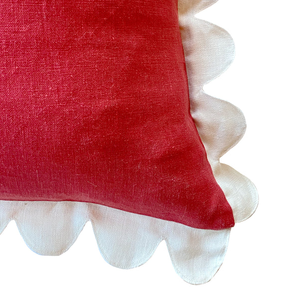 Red & Ivory Scalloped Pillow